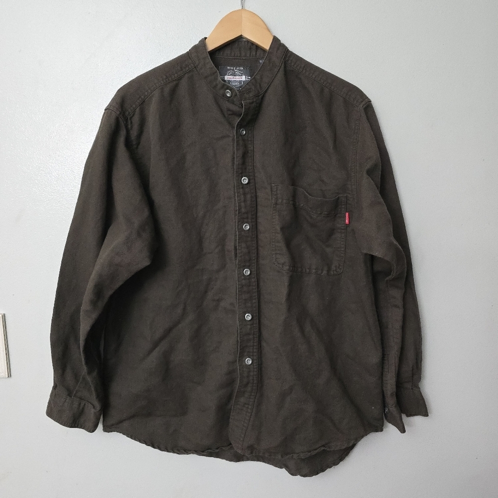 Bugle Boy Gold Crest Millennium Series M Long Sleeve Shirt Mens Brown Y2K *read